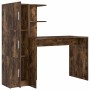 Escritorio con almacenamiento con estante 2 pcs Roble ahumado