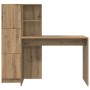 Escritorio con almacenamiento con estante 2 pcs Roble artisan