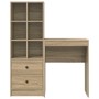 Escritorio con almacenamiento con cajón 2 pcs Roble Sonoma