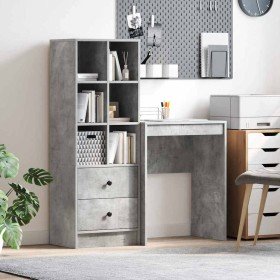 Escritorio con almacenamiento con cajón 2 pcs Gris Concreto