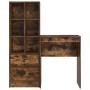 Escritorio con almacenamiento con cajón 2 pcs Roble ahumado