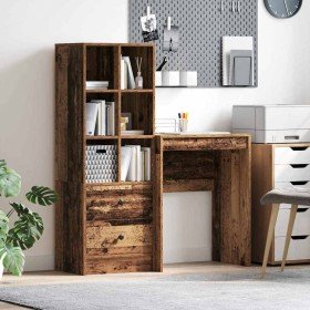 Escritorio con almacenamiento con cajón 2 pcs Madera Vieja