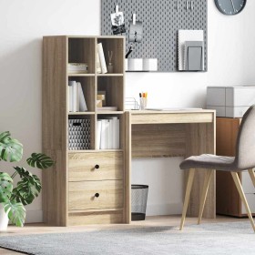 Escritorio con almacenamiento con cajón 2 pcs Roble Sonoma
