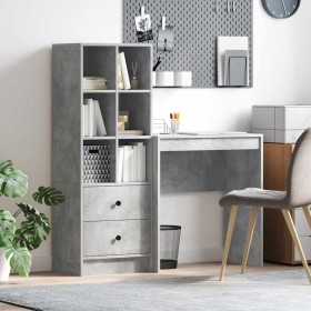 Escritorio con almacenamiento con cajón 2 pcs Gris Concreto