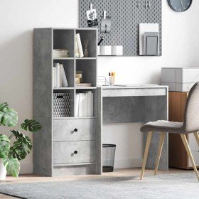 Escritorio con almacenamiento con cajón 2 pcs Gris Concreto