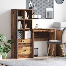 Escritorio con almacenamiento con cajón 2 pcs Madera Vieja