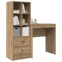 Escritorio con almacenamiento con cajón 2 pcs Roble artisan
