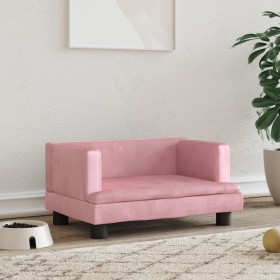 Cama para perros de terciopelo rosa 60x40x30 cm