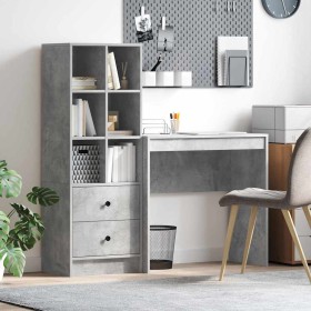Escritorio con almacenamiento con cajón 2 pcs Gris Concreto