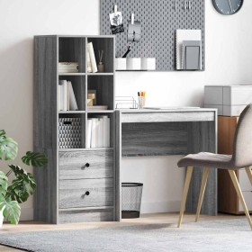 Escritorio con almacenamiento 2 pcs Gris sonoma 80 x 40 x 76 cm