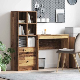 Escritorio con almacenamiento con cajón 2 pcs Madera Vieja