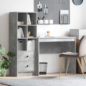 Escritorio con almacenamiento con cajón 2 pcs Gris Concreto