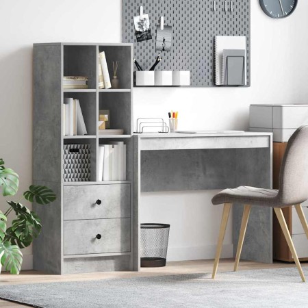 Escritorio con almacenamiento con cajón 2 pcs Gris Concreto