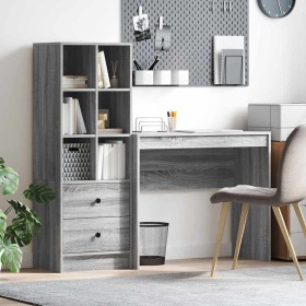 Escritorio con almacenamiento 2 pcs Gris sonoma 90 x 40 x 76 cm
