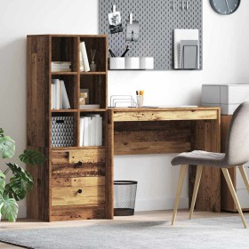 Escritorio con almacenamiento con cajón 2 pcs Madera Vieja