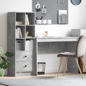 Escritorio con almacenamiento con cajón 2 pcs Gris Concreto