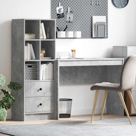 Escritorio con almacenamiento con cajón 2 pcs Gris Concreto