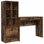 Escritorio con almacenamiento con cajón 2 pcs Roble ahumado