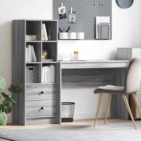 Escritorio con almacenamiento con cajón 2 pcs Gris sonoma