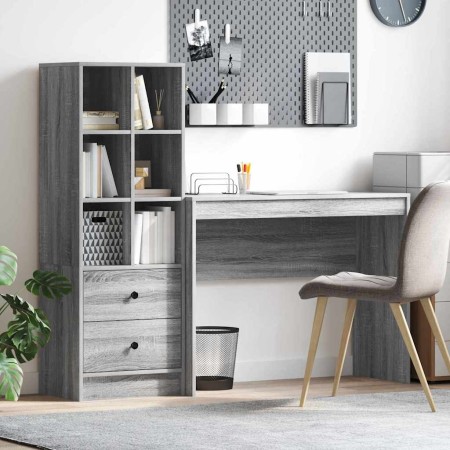 Escritorio con almacenamiento con cajón 2 pcs Gris sonoma