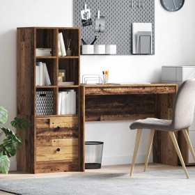 Escritorio con almacenamiento con cajón 2 pcs Madera Vieja