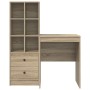 Escritorio con almacenamiento con cajón 2 pcs Roble Sonoma