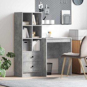 Escritorio con almacenamiento con cajón 2 pcs Gris Concreto