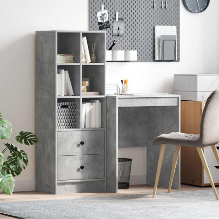Escritorio con almacenamiento con cajón 2 pcs Gris Concreto