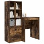 Escritorio con almacenamiento con cajón 2 pcs Roble ahumado