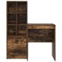 Escritorio con almacenamiento con cajón 2 pcs Roble ahumado