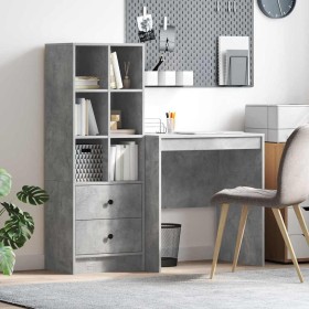 Escritorio con almacenamiento con cajón 2 pcs Gris Concreto