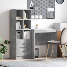 Escritorio con almacenamiento con cajón 2 pcs Gris Concreto