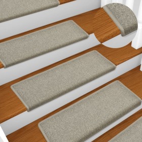 Alfombras de peldaños de escalera 15 uds gris claro 65x21x4 cm