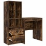 Escritorio con almacenamiento con cajón 2 pcs Roble ahumado