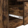 Escritorio con almacenamiento con cajón 2 pcs Roble ahumado