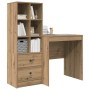 Escritorio con almacenamiento con cajón 2 pcs Roble artisan