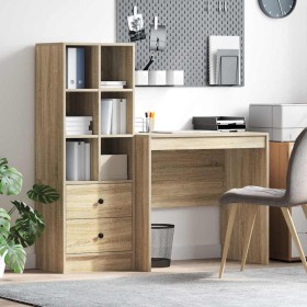 Escritorio con almacenamiento con cajón 2 pcs Roble Sonoma