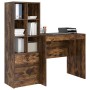 Escritorio con almacenamiento con cajón 2 pcs Roble ahumado