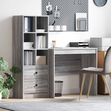 Escritorio con almacenamiento 2 pcs Gris sonoma 80 x 50 x 76 cm