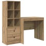 Escritorio con almacenamiento con cajón 2 pcs Roble artisan
