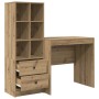 Escritorio con almacenamiento con cajón 2 pcs Roble artisan
