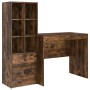 Escritorio con almacenamiento con cajón 2 pcs Roble ahumado