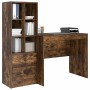 Escritorio con almacenamiento con cajón 2 pcs Roble ahumado