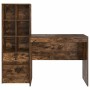 Escritorio con almacenamiento con cajón 2 pcs Roble ahumado