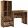 Escritorio con almacenamiento con cajón 2 pcs Madera Vieja
