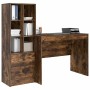 Escritorio con almacenamiento con cajón 2 pcs Roble ahumado
