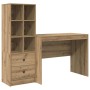 Escritorio con almacenamiento con cajón 2 pcs Roble artisan