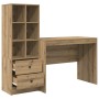 Escritorio con almacenamiento con cajón 2 pcs Roble artisan