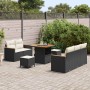 Conjunto de sofá de jardín con cojín 8 pcs Negro Poliratán