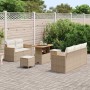Conjunto de sofá de jardín con cojín 8 pcs Beige Poliratán